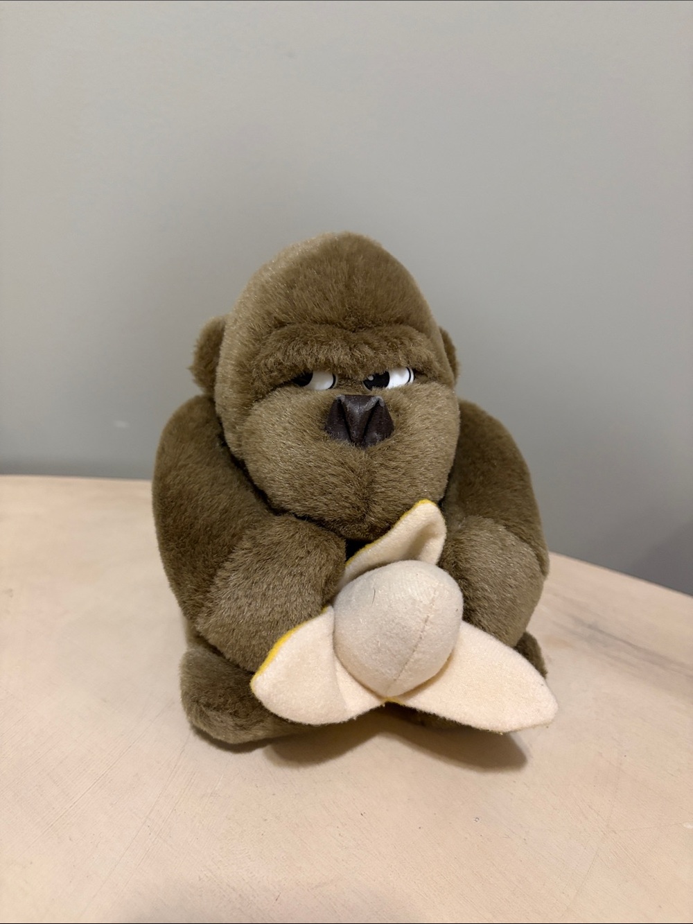 1989 Embrace Vintage Gorilla Eating A Banana With Side Eye Expression Plush